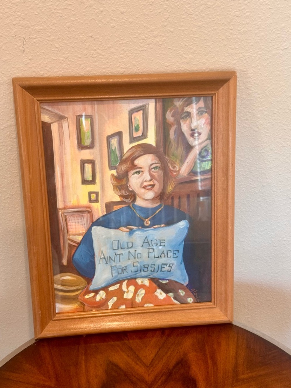 Framed Watercolor Painting “ Old Age Ain’t For  Sissies” Quote From Bette Davis